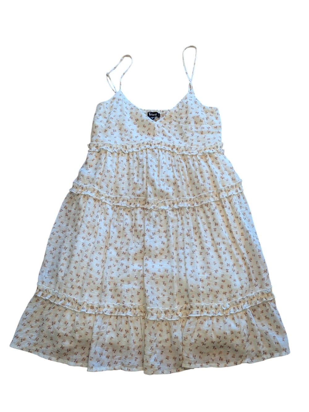 Trixxi Cream Tiered Floral Spaghetti Strap Sundress